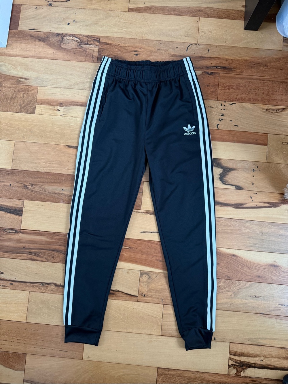 adidas Black Jogger Pants with White Three-Stripes